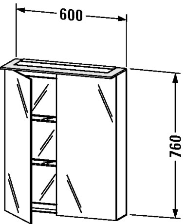 XL759206969 X-Large Зеркальный шкафчик Орех брашированный (натуральный шпон) Duravit - Вид №1