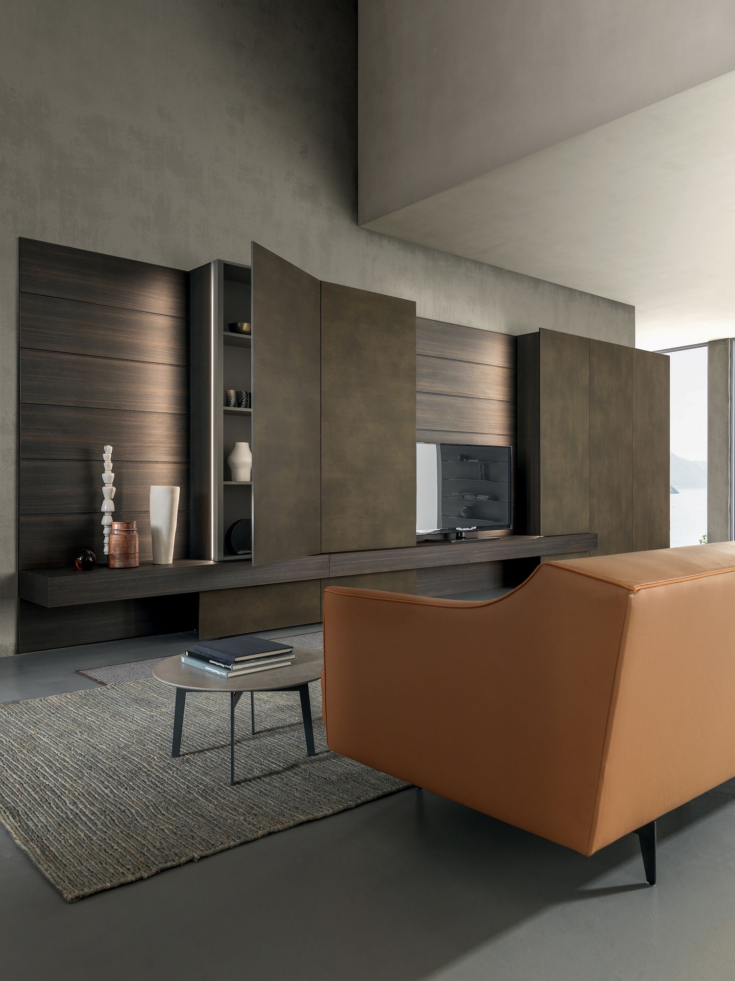 Оборудованная алюминиевая настенная стойка с подставкой для телевизора MODULNOVA MH6 ARCH-00109301 - Вид №2