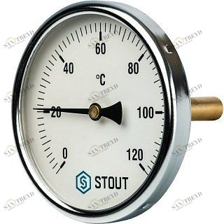 Термометр биметаллический100 мм 120° STOUT с погружной гильзой 75 мм SIM0001107515