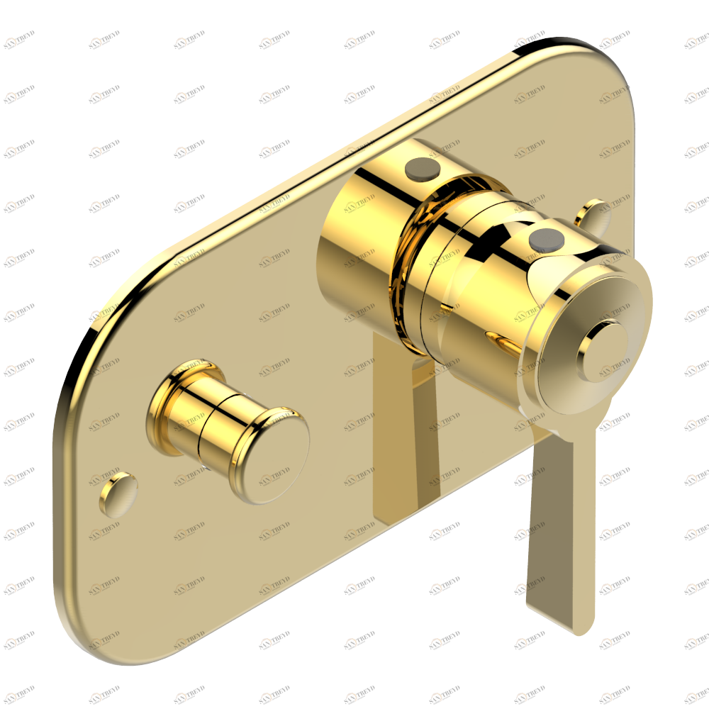 G58-6550B Внешняя часть смесителя для душа однорычажного встраиваемого в стену с переключателем 6550 Thg-paris Spirit с рукоятками Золото G58 6550B CAT.F