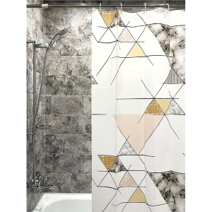 91826826 Шторка для ванной комнаты GINI Hx-1134 180x180см цвет серый/серебристый STLM-1521872