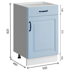 91610749 Напольный шкаф с 1 ящиком Bvmebel Romeo 50x82x47 см ЛДСП цвет голубая лагуна/белый STLM-1340774