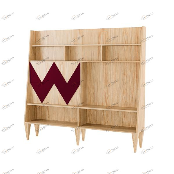 Стеллаж деревянный шпон бордовый Woo Wall WOODI  00-3966193 Бежевый;красный 
