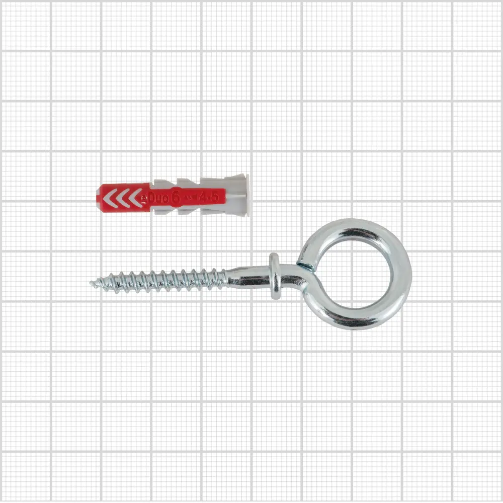 Дюбель для всех типов стен Duopower 6x30 мм крюк-кольцо цвет серый/красный 4 шт FISCHER STLM-2127380 - Вид №4
