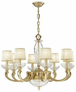 Possoni Illuminazione Французская золотая люстра с хрусталем и абажурами Ofelia 257/8+2