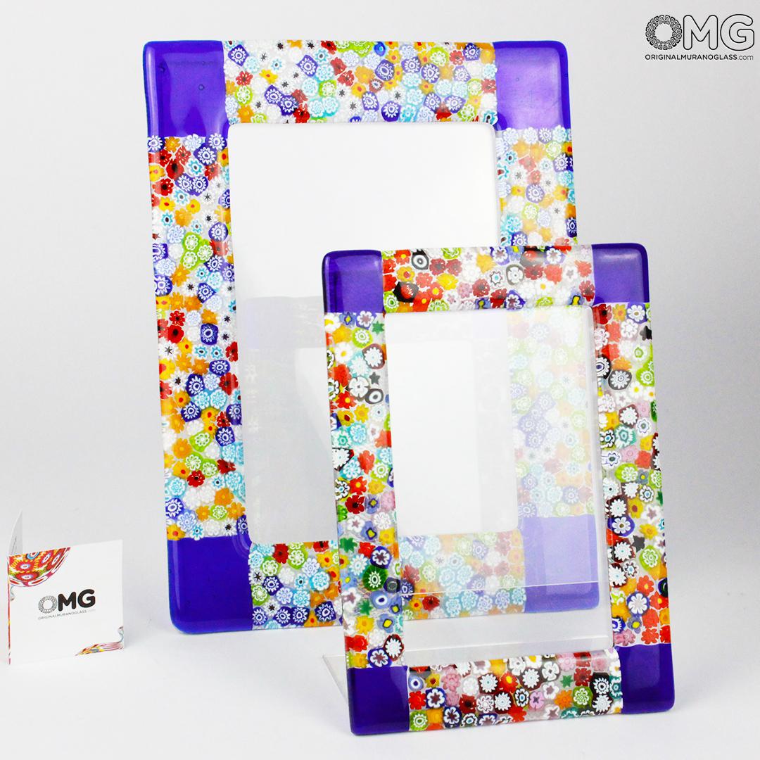 1803 ORIGINALMURANOGLASS Фоторамка Синяя Фантазия миллефиори - муранское стекло  см  - Вид №1