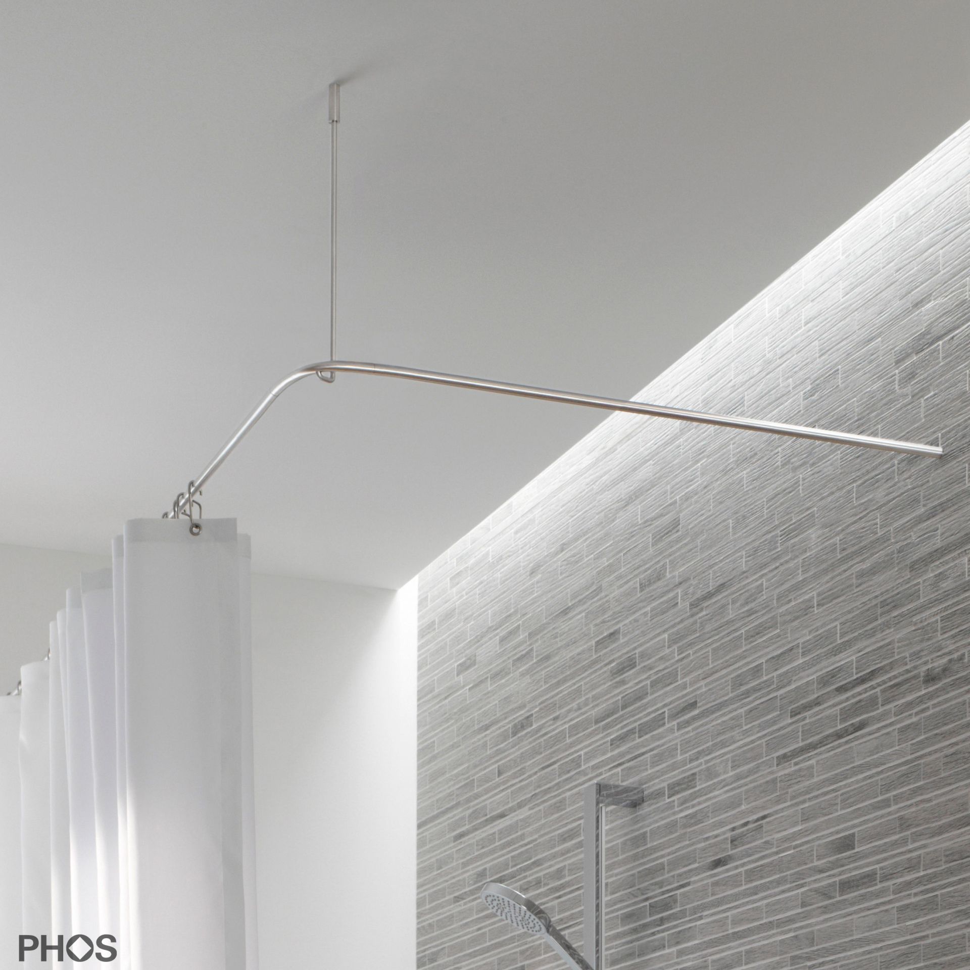 DSE1200-800 L-образный карниз для душевой занавески, 120 x 80 см, для привинчивания PHOS 