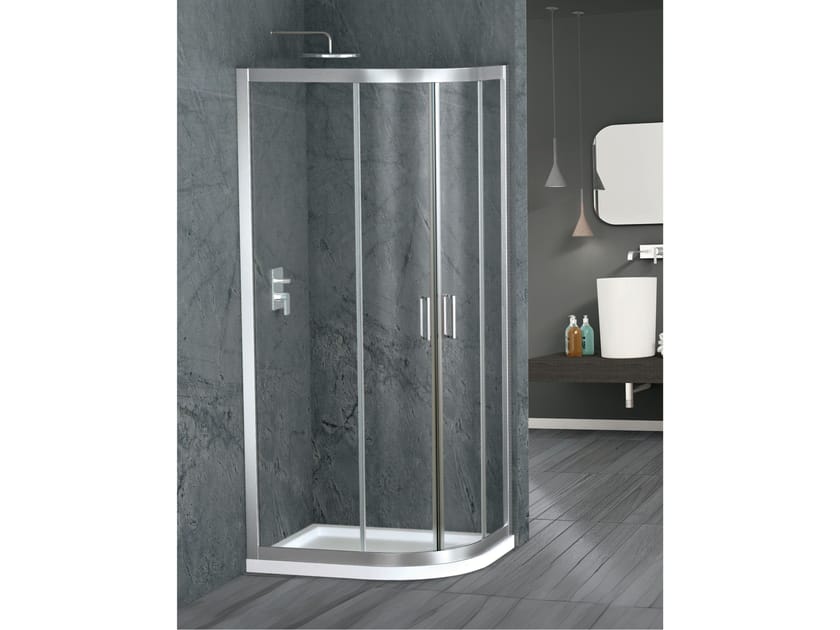 Полукруглый Кристалл душевая кабина с раздвижной дверью Metidea платина ARCH-00045879