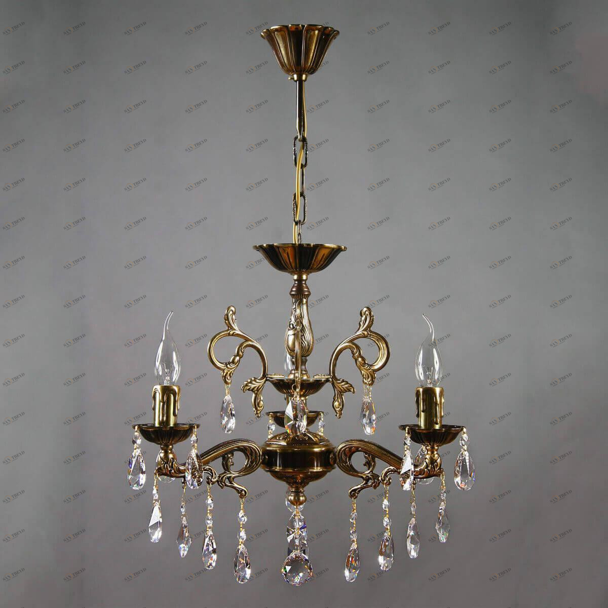 Подвесная люстра Ambiente Leon 2128/3 PB Tear Drop AMBIENTE ДИЗАЙНЕРСКИЕ, LEON 00-3886959 Бронза;прозрачный 