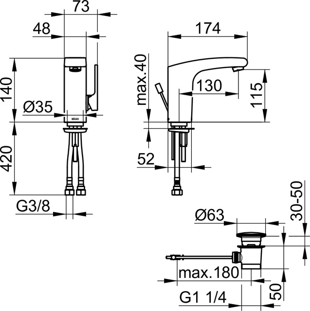 51602010000 Однорычажный смеситель для умывальника 120 KEUCO Elegance - Вид №2