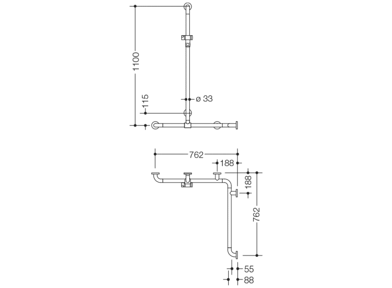 801.35.31054 Поручень для душа с выдвижным держателем для душа HEWI WARM TOUCH  - Вид №3