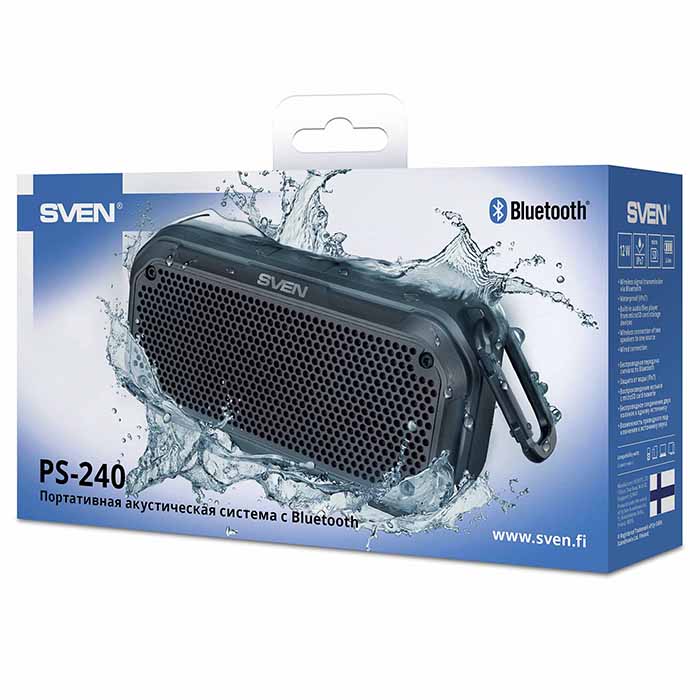 SV-018481 ps-240, черный, акустическая система (2.0, мощность 2x6 вт (rms), waterproof (ipx7), tws, bluetooth, microsd, карабин, встроенный аккумулятор) Sven Santreyd  - Вид №7
