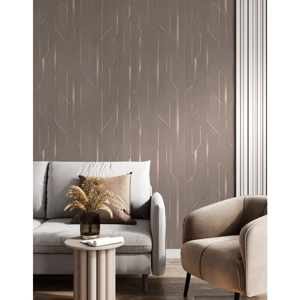 Обои WALLSECRET Portal с геометрическим узором, коричневые 1.06 м 89407985 STLM-1572356 - Вид №5