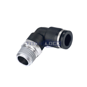 Фитинг цанговый угловой 8 мм, наруж. резьба 1/4", пластик, тип PL, TLP-PL8-02 TITAN LOCK