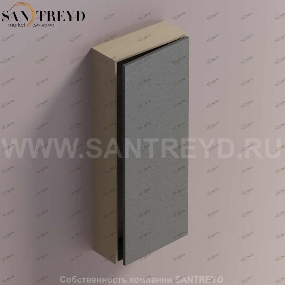 LIFT Модульный шкаф 100 см с правой дверью на доводчиках. Модули могут располагаться горизонтально и вертикально. Отделка: серый дуб и черная кожа. AMOB053NERCDX Agape