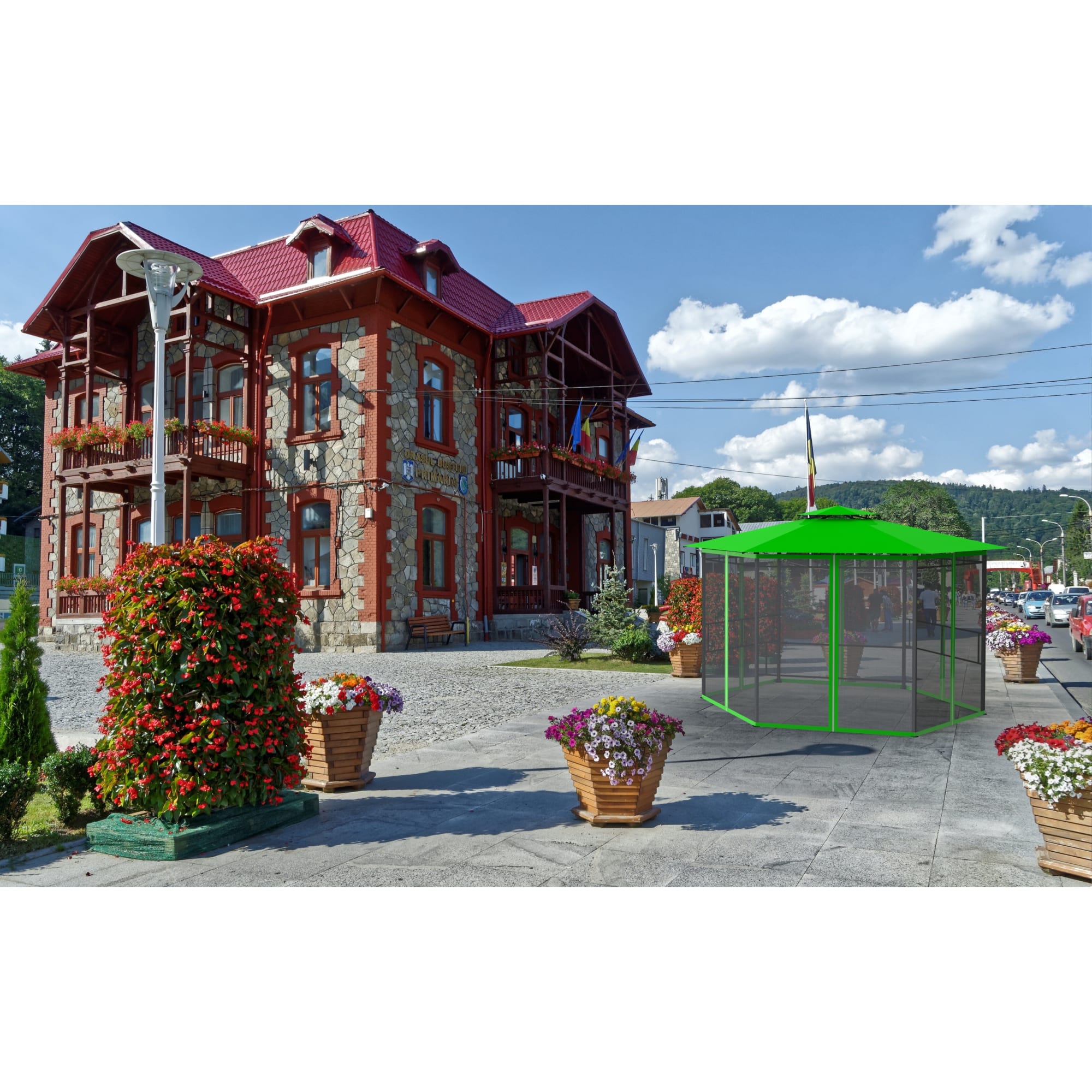 82697254 Шатер садовый с антимоскитной сеткой Отдых 4x4x2.59 м сталь зеленый (без штор) Santreyd  - Вид №3