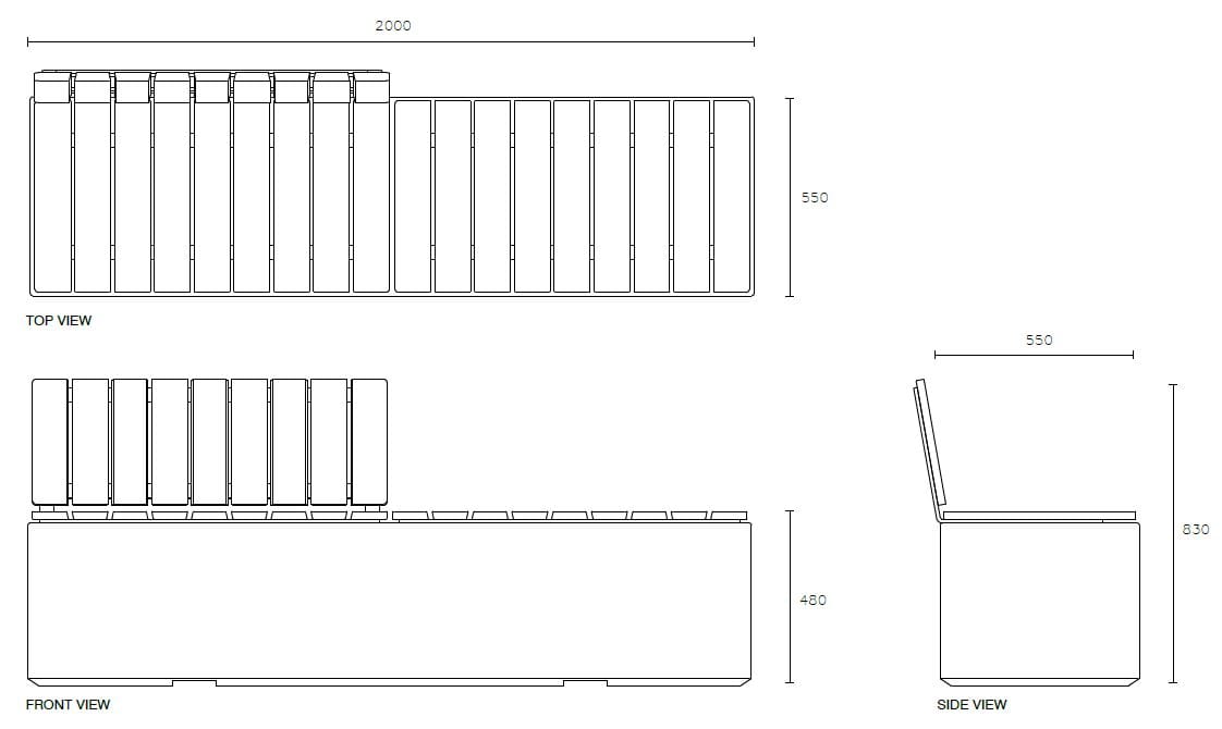 Модульная бетонная скамья со спинкой SIT Box to Box ARCH-00100946 - Вид №9