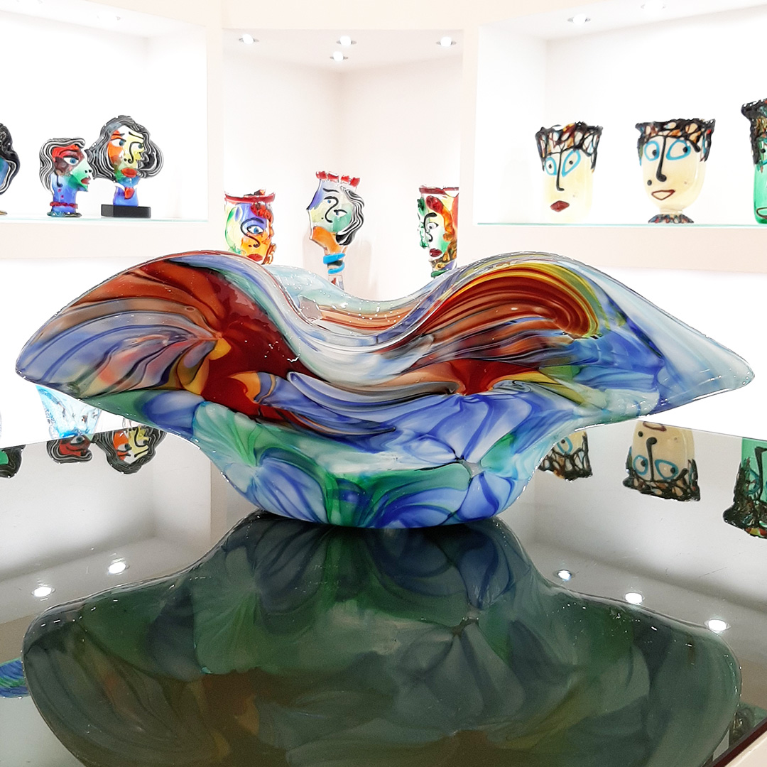 4547 ORIGINALMURANOGLASS Ваза Цветные тени - Дутое стекло - муранское стекло OMG 66 см  - Вид №1