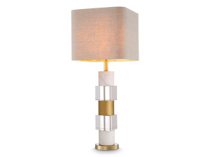 Настольная лампа из латуни и льна