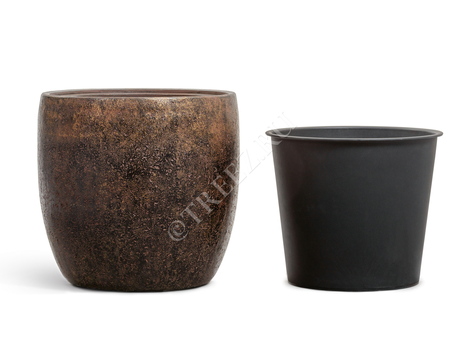 41.3321-04-050-RM-40 Кашпо  Effectory - серия Metal - Конус-чаша - Rough с золотой патиной Цветочная коллекция  - Вид №3