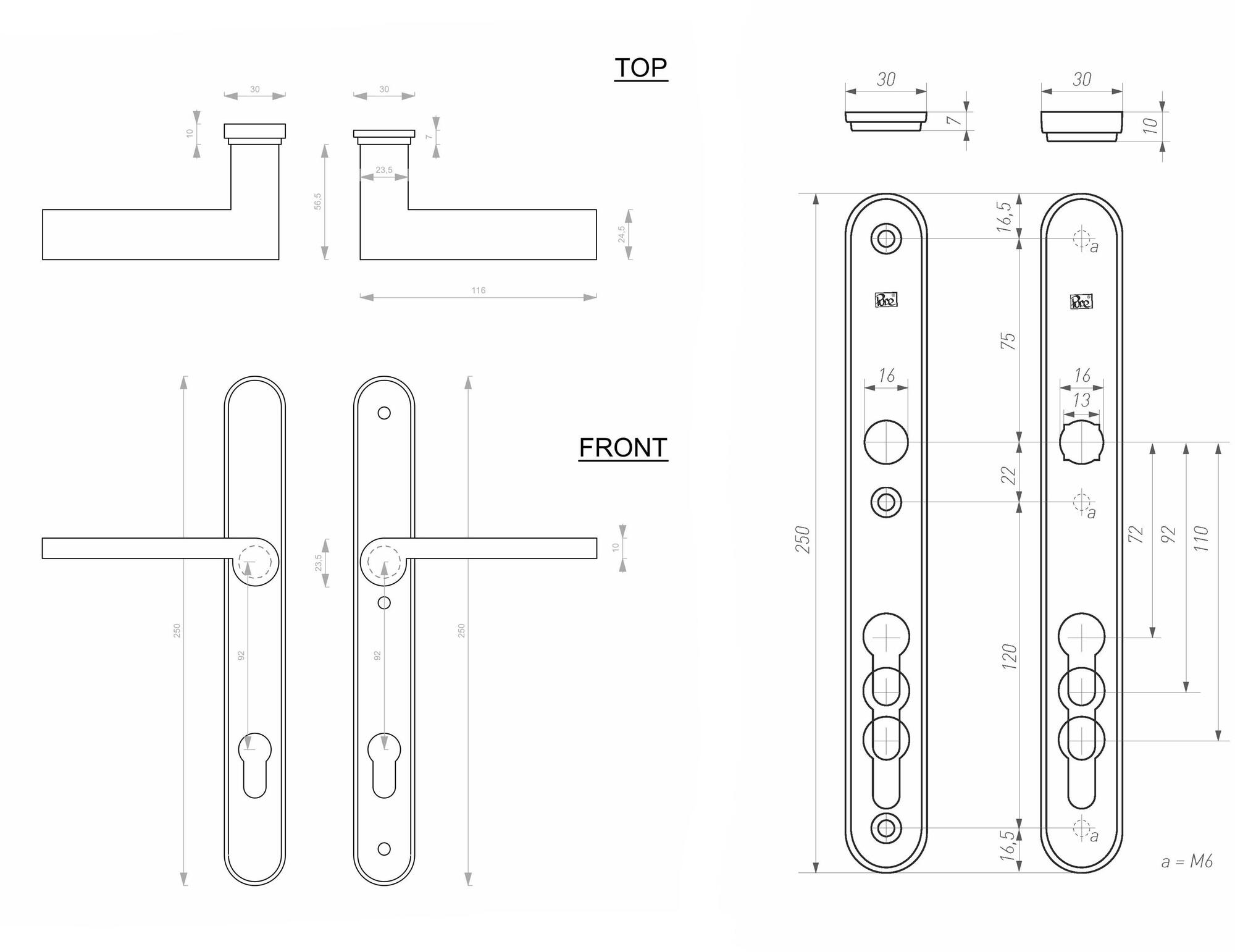 Dauby Ручка для входных дверей с глянцевой отделкой Pure® 10054 - Вид №1