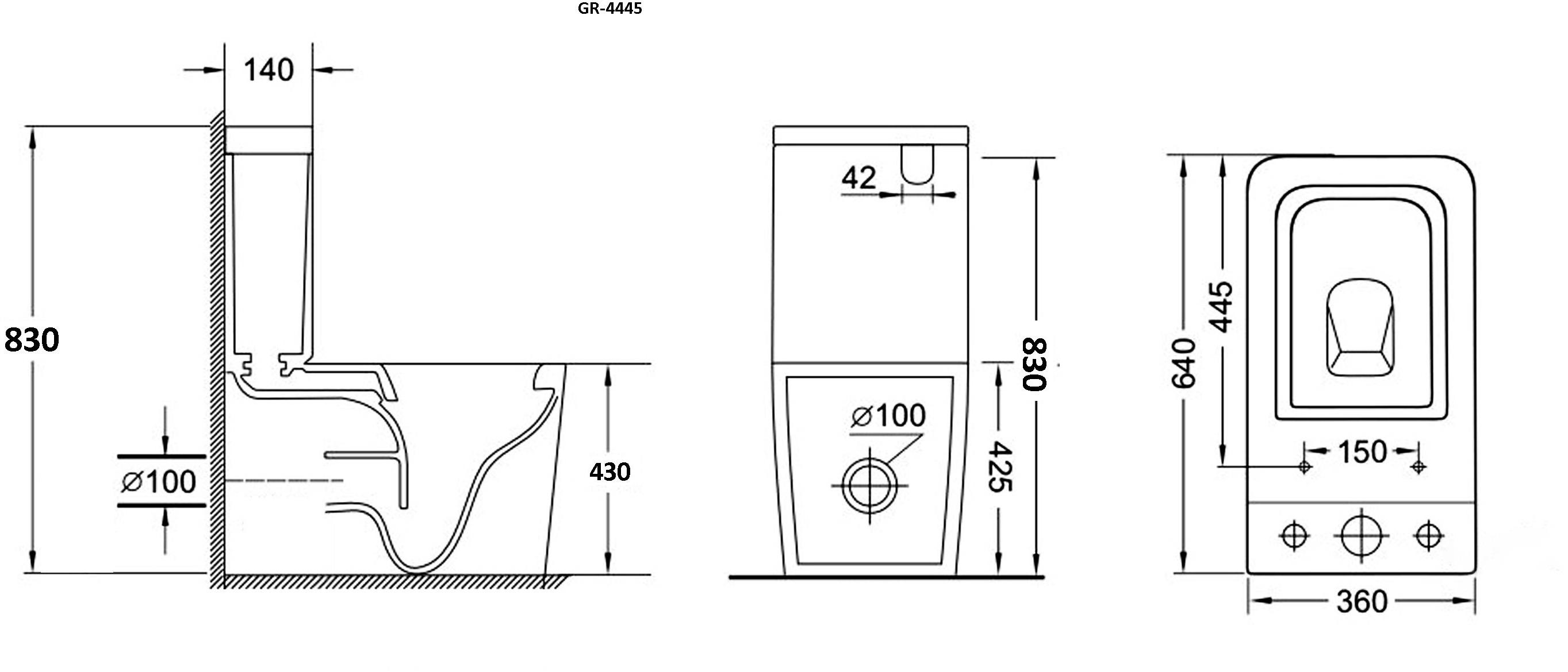 GR-4445S Компакт унитаз с бачком Белый Grossman  Китай  - Вид №5