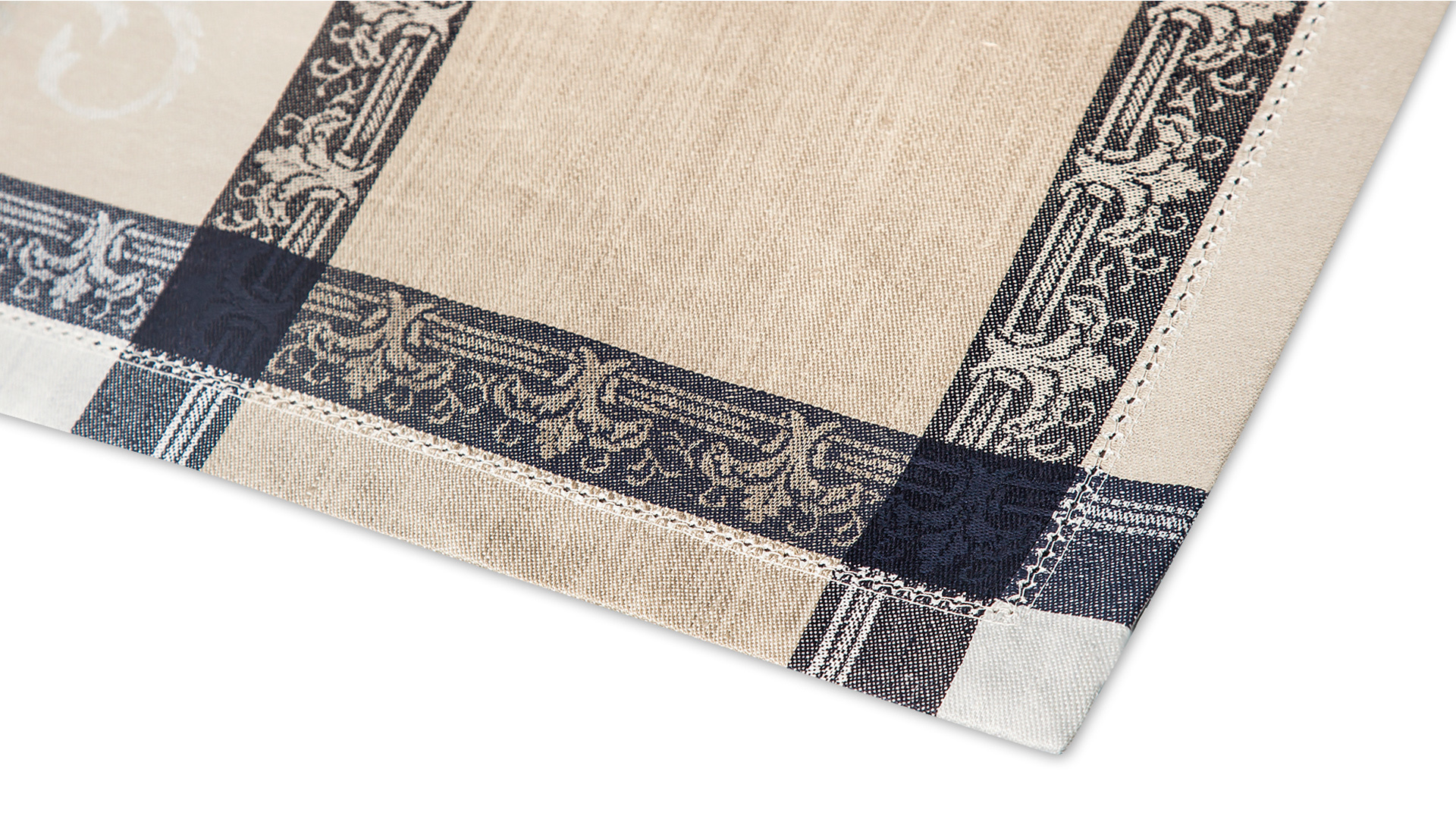 10610825 Яковлевский жаккард Скатерть квадратная Яковлевский Жаккард Ренессанс 150х150см белая с черной каймой, полулен Ткань  - Вид №2