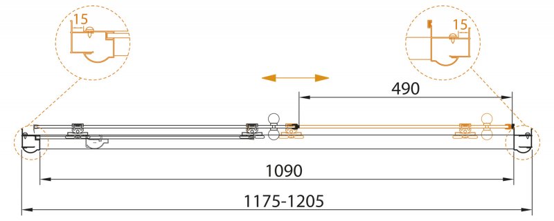 Душевая дверь в нишу CEZARES GIUBILEO-BF-1-120-CP-Br - Вид №1