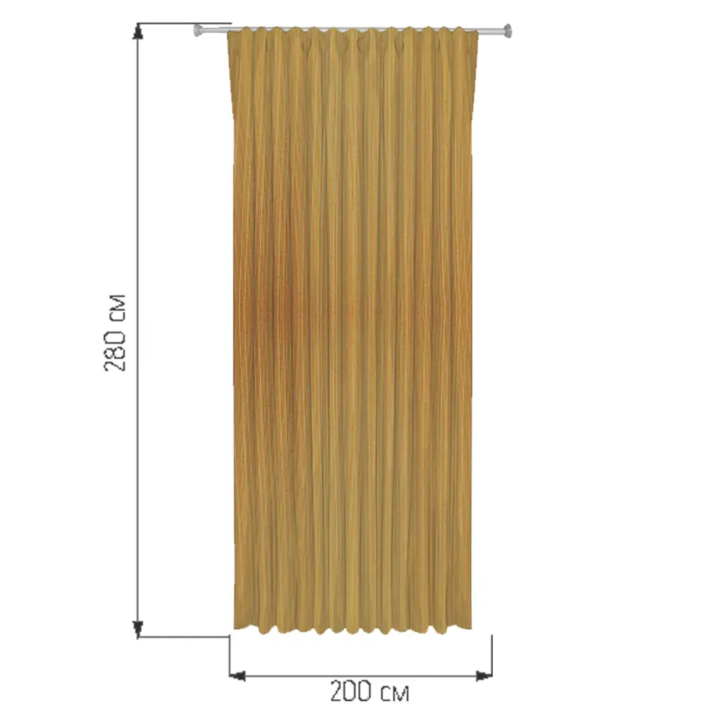 Штора на ленте со скрытыми петлями Полоса 200x280 см цвет желтый WITERRA STLM-2100178 - Вид №2
