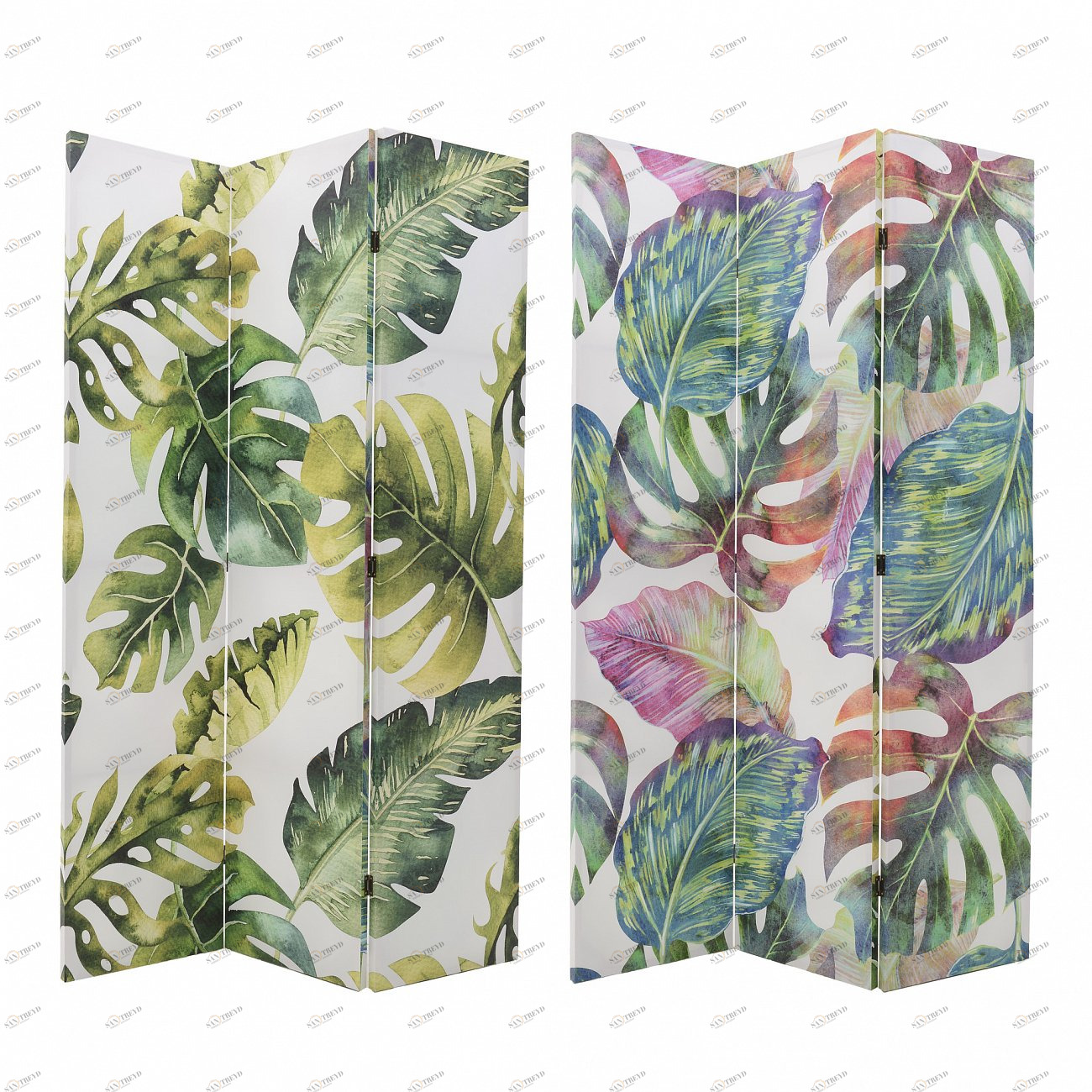 Ширма 180х120 см бело-зеленая TO4ROOMS  303212 Белый;зеленый 