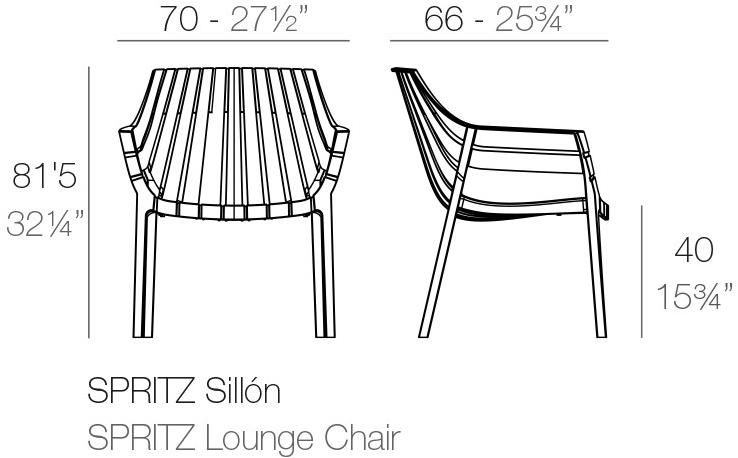 VONDOM Садовое кресло из полипропилена с подлокотниками Spritz 56024 - Вид №4