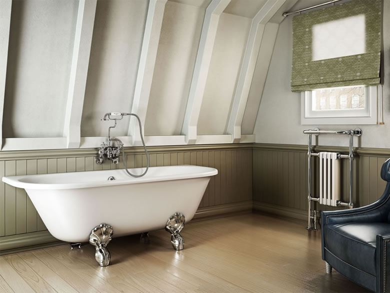 Burlington Традиционная ванна на ножках Avantgarde 1700 с приставной стенкой с ножками Luxury Classic из хрома L3C T12D  - Вид №3