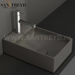 B6R40AT Подвесная раковина настенная прямоугольная Ceramica Globo T-EDGE серая