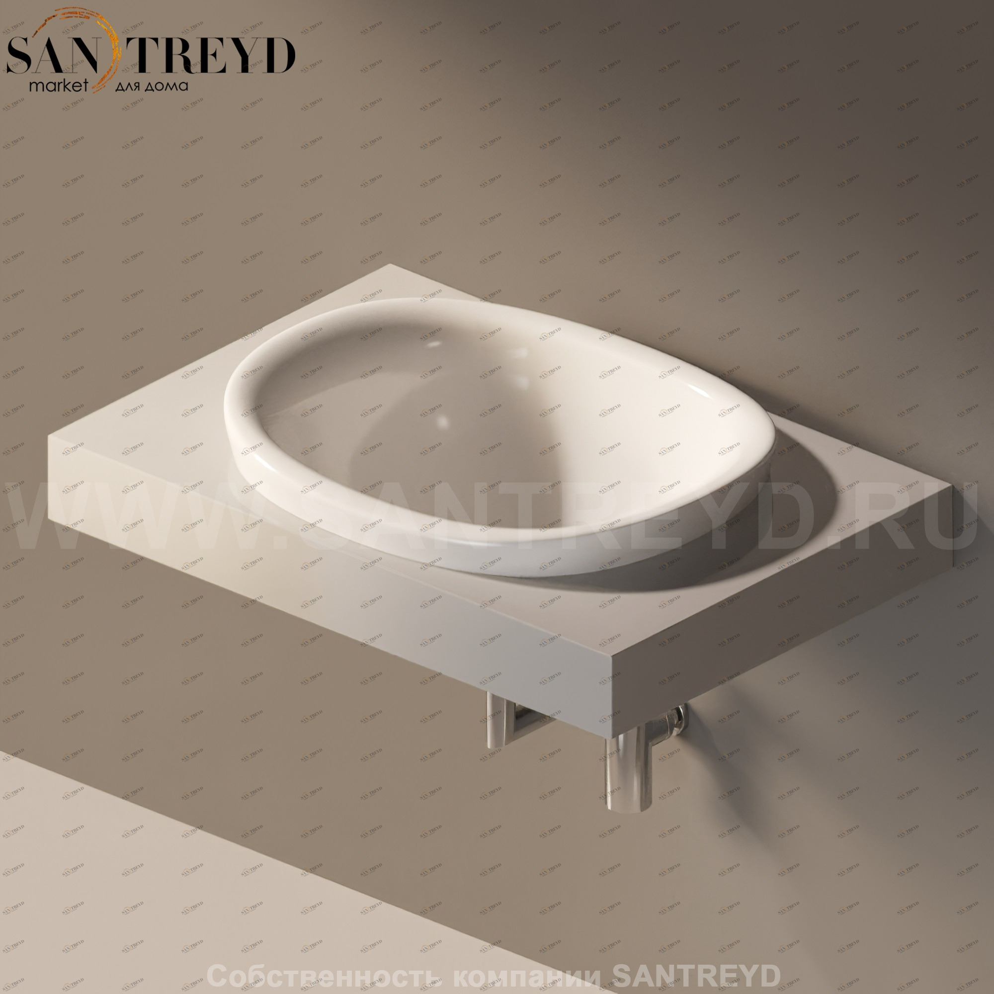 Flaminia IO e SI Столешница с отверстием под раковину серая IO60M1.7047 Ceramica Flaminia IO60M17047