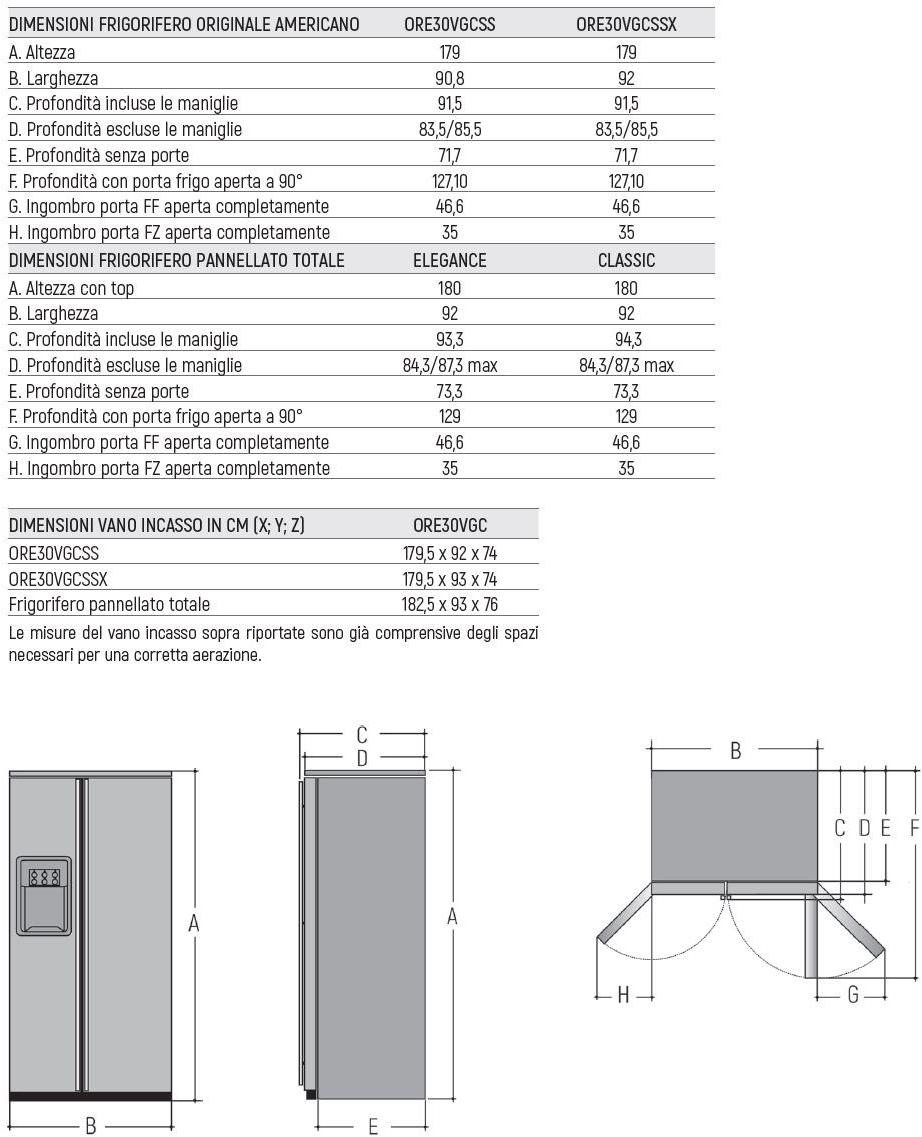 mabe Американский встраиваемый холодильник с диспенсером для льда класса а + Side by side | prof. 71cm Ore 30 vgcss tre - Вид №2
