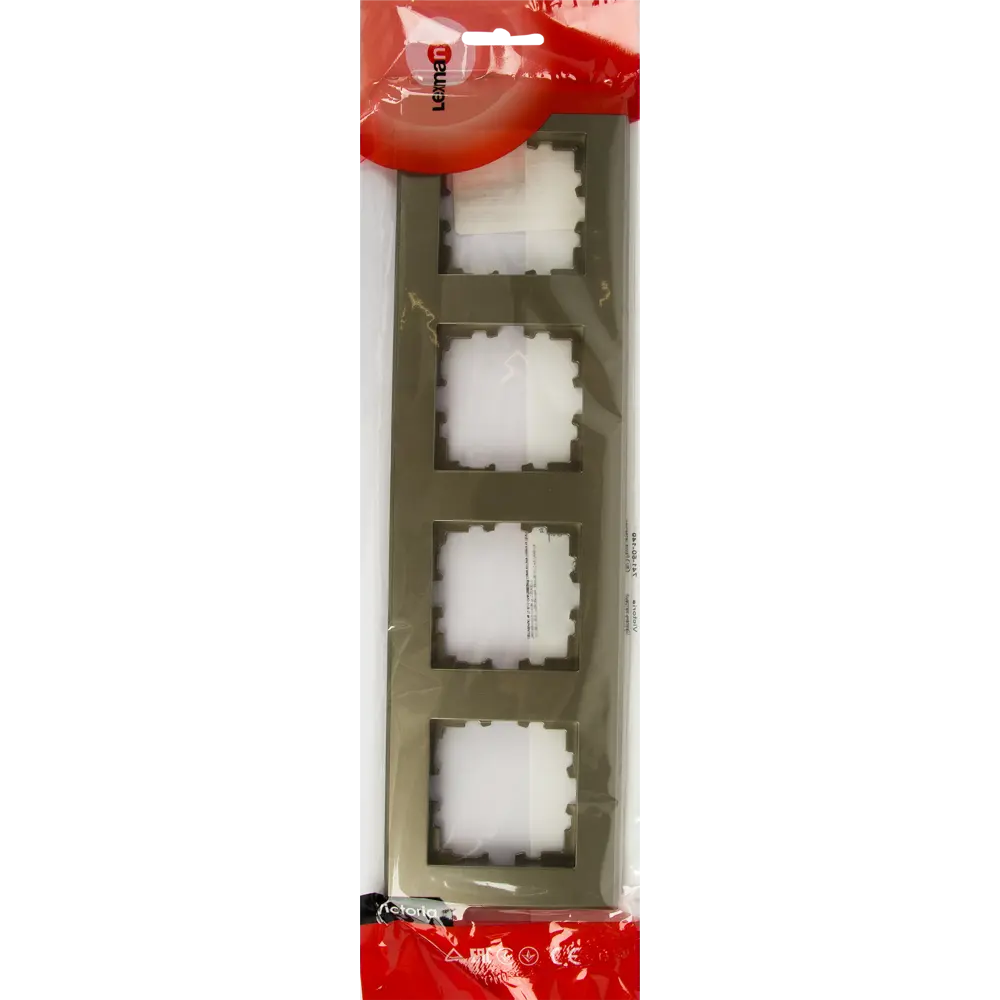 Рамка для розеток и выключателей Lexman Виктория плоская 4 поста цвет шампань матовый STLM-2199838 - Вид №4