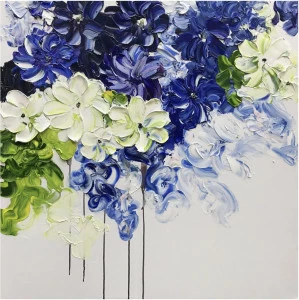 Картина на холсте 100х100 см "Синие пионы" EVENHOME КАРТИНЫ МАСЛОМ 130029 Бежевый;голубой;зеленый;разноцветный