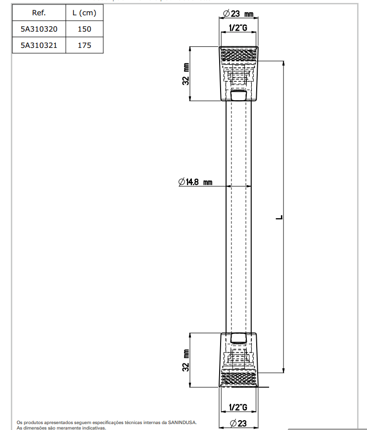 Шланг для душа Sanindusa Duo 5A31032100 175 см, белый - Вид №1