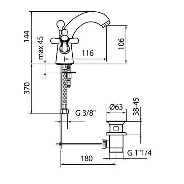 AM700102015 Смеситель для раковины Webert Armony - Вид №1