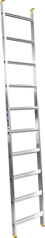 Алюминиевая односекционная  приставная лестница, широкая ступень. 1*10