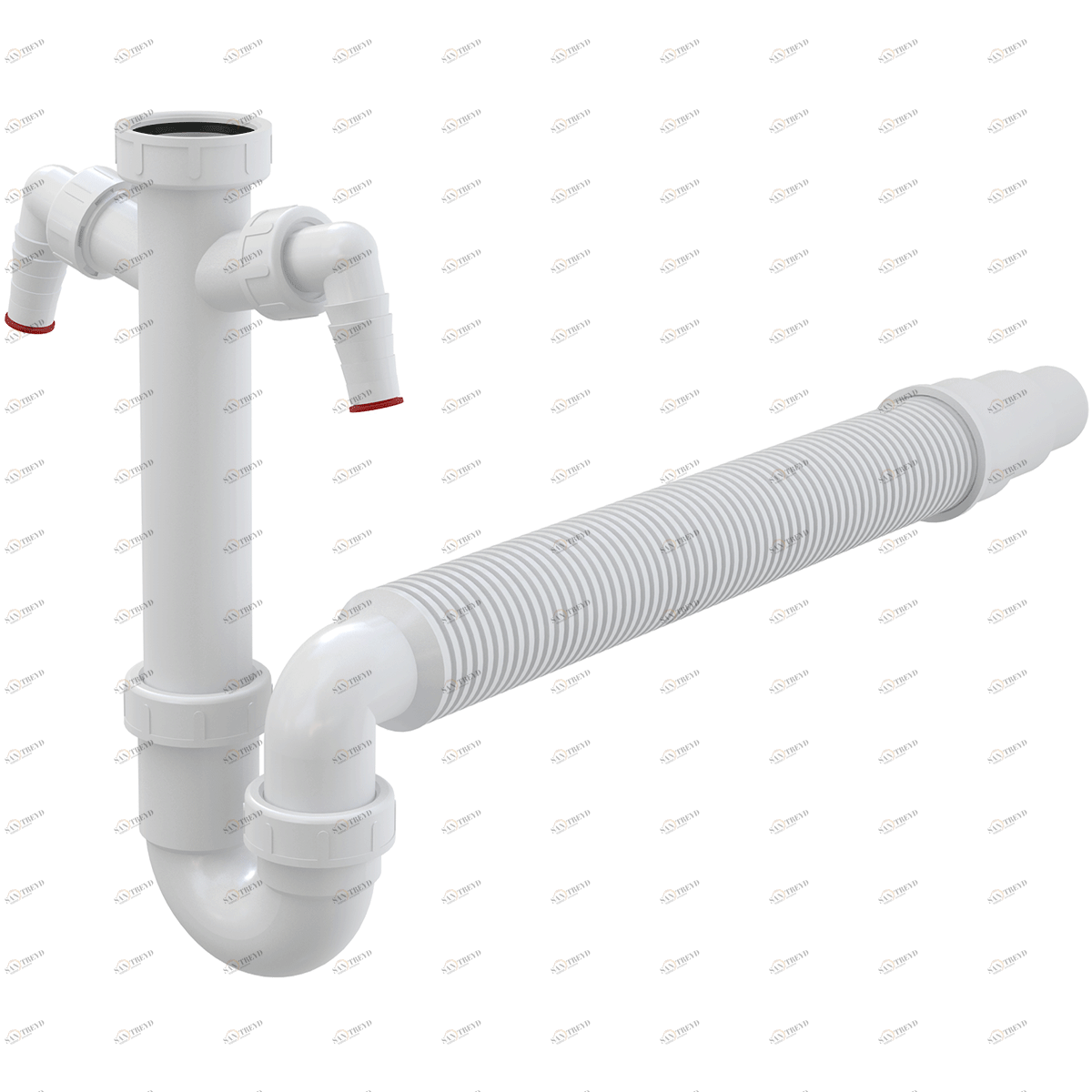 Сифон трубчатый с накидной гайкой 6/4" с двумя штуцерами и гофрой ALCAPLAST A84DN5040