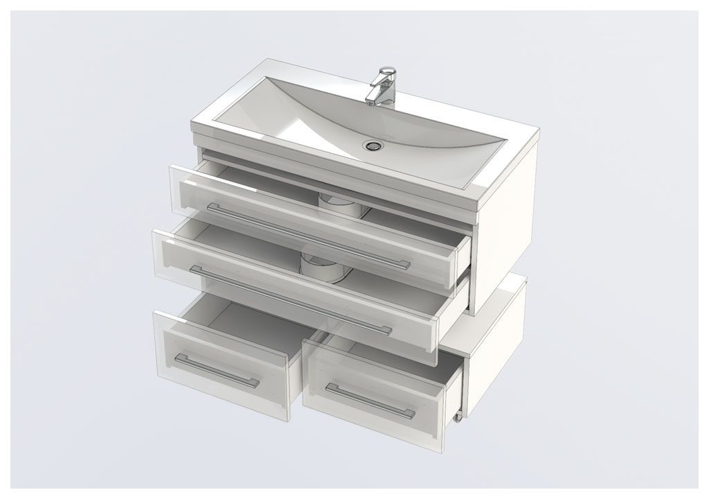 Тумба под раковину Aquanet Верона 100 белый (подвесная 2 ящика) sun-id-275331 - Вид №2