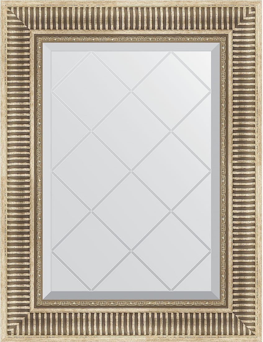 BY 4024 Зеркало с гравировкой в багетной раме - серебряный акведук 93 mm EVOFORM Exclusive-G