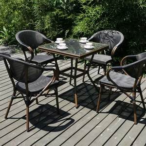 Мебель садовая черная стулья и стол 70x70 на 4 персоны Lolas AFINA  240980 Коричневый;черный