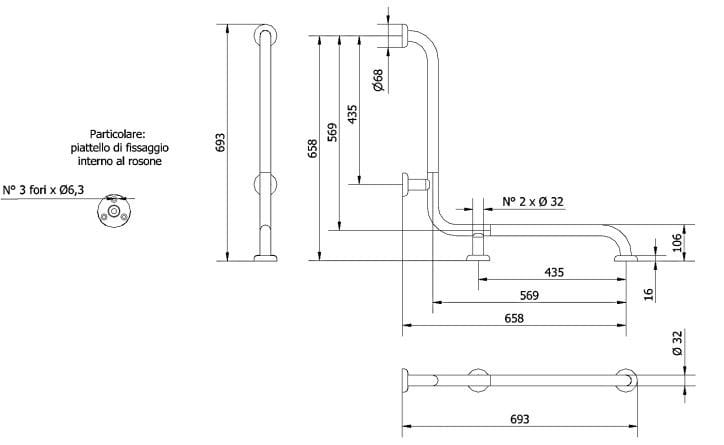 Нержавеющая сталь угловой фиксированной ванной тянуть ручки Thermomat ARCH-00037078 - Вид №2