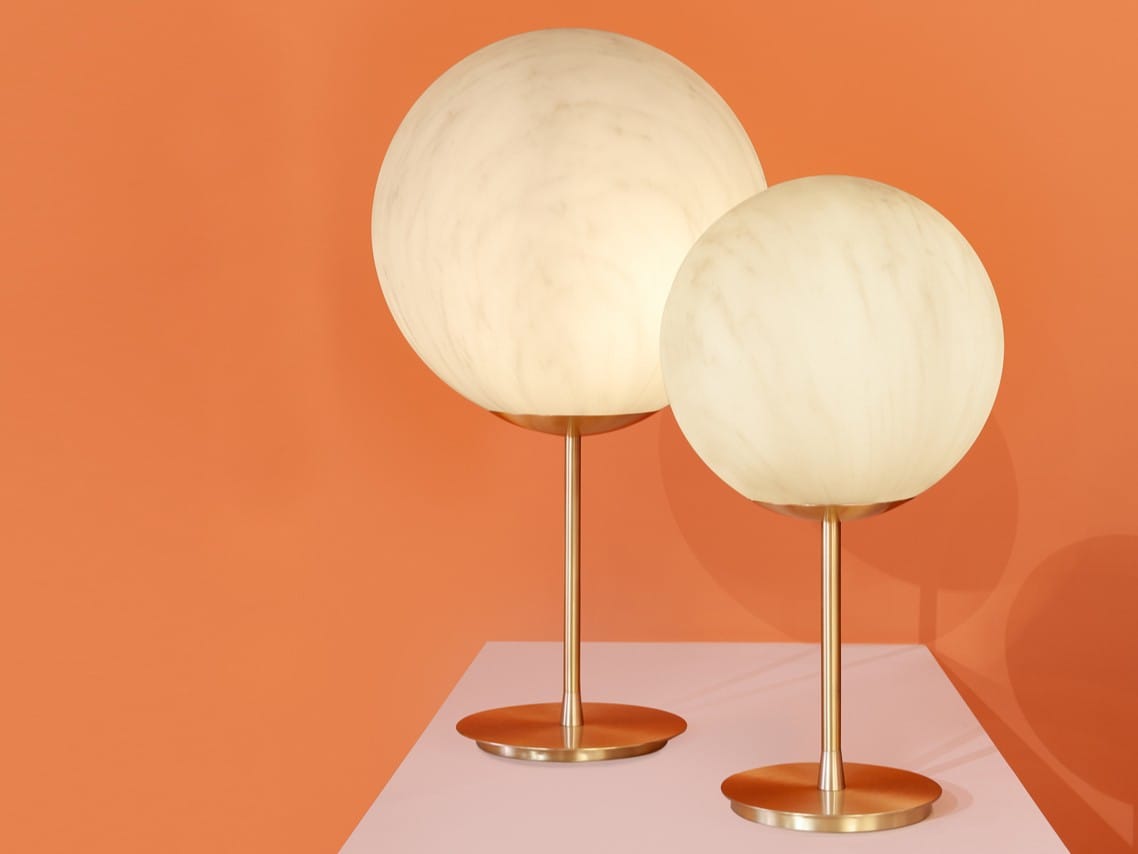 Настольная лампа из латуни и полиэтилена с мраморным эффектом SLIDE ARCH-00096226 - Вид №1