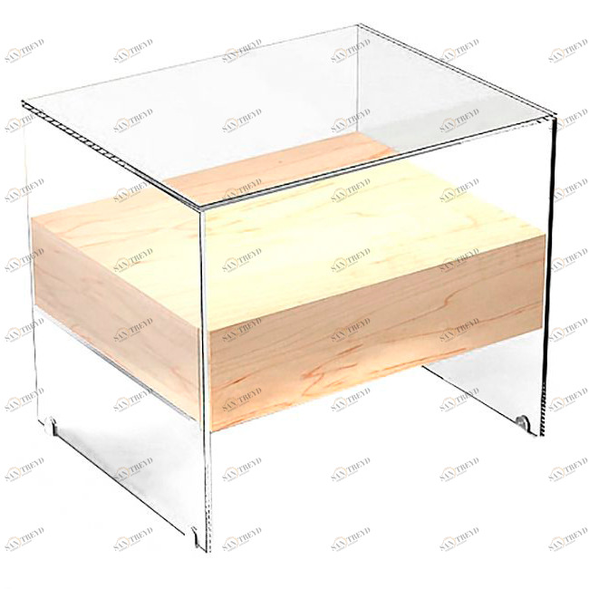 Прикроватная тумбочка дизайнерская стеклянная "Со-1" GRAUM  304065 Бежевый;прозрачный 