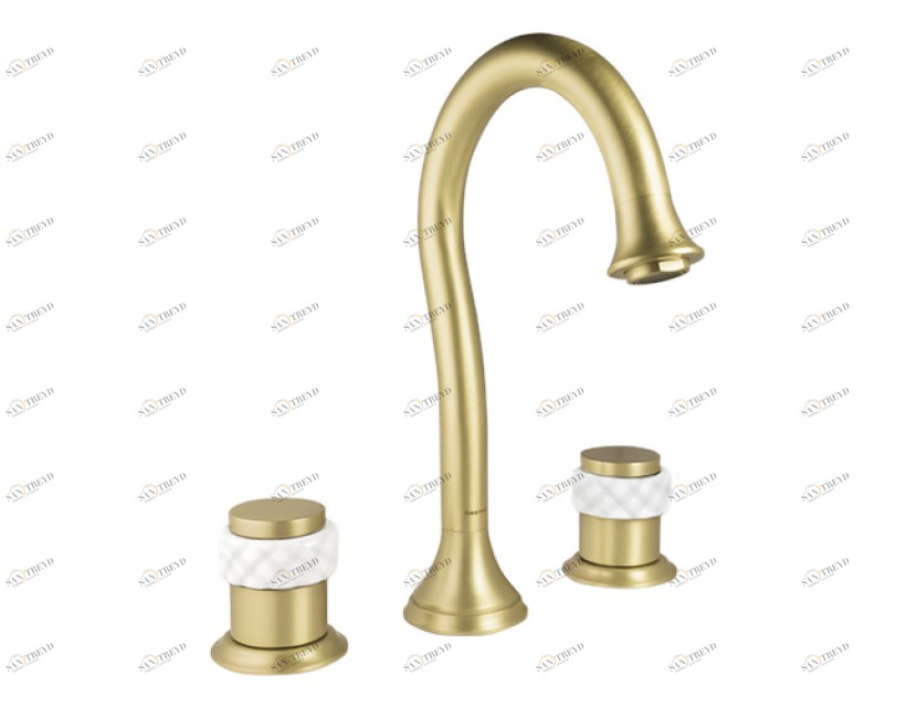 065501.N00.24 Раковина с тремя отверстиями из белого фарфора Матовый сатин Mestre 