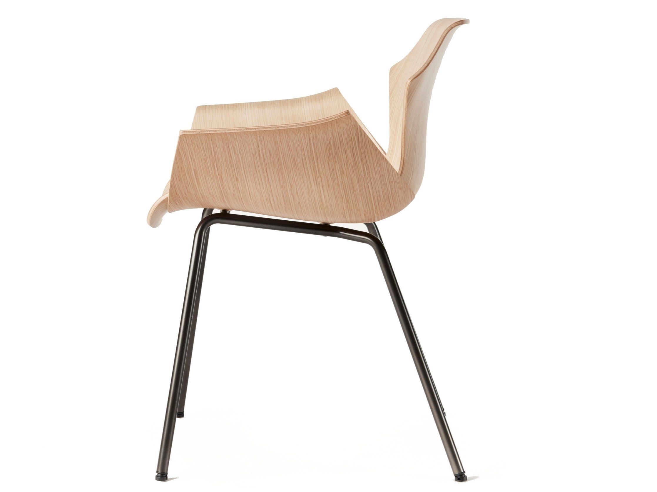 Стальной и деревянный стул с подлокотниками BassamFellows Лепесток ARCH-00049661 - Вид №5