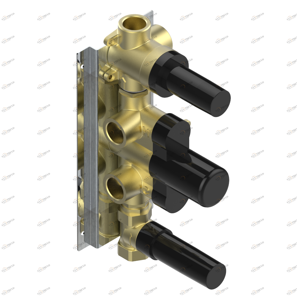 D2A-1410A Скрытая часть термостатического смесителя с запорным вентилем и 2-ходовым дивертором — без накладной гарнитуры Thg-paris Jack Без отделки 